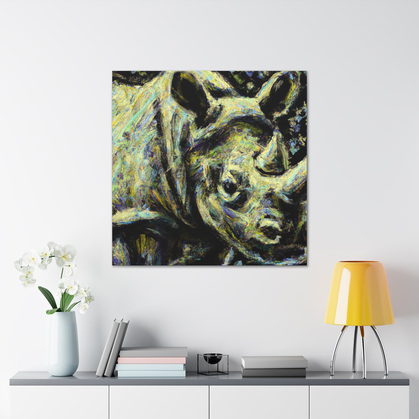 Indian Rhinoceros Impressionism - Canvas