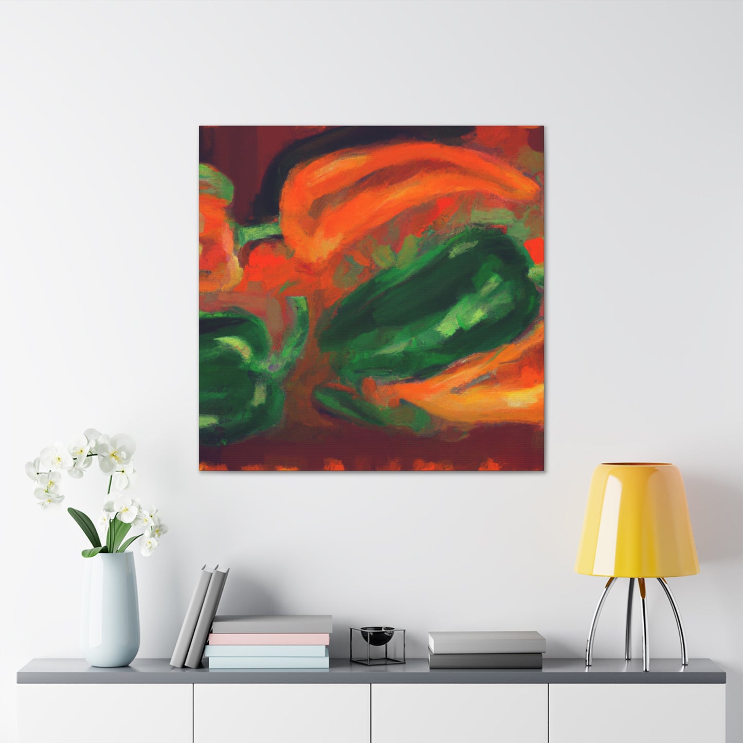 "Peppers in Prismatic Hues" - Canvas