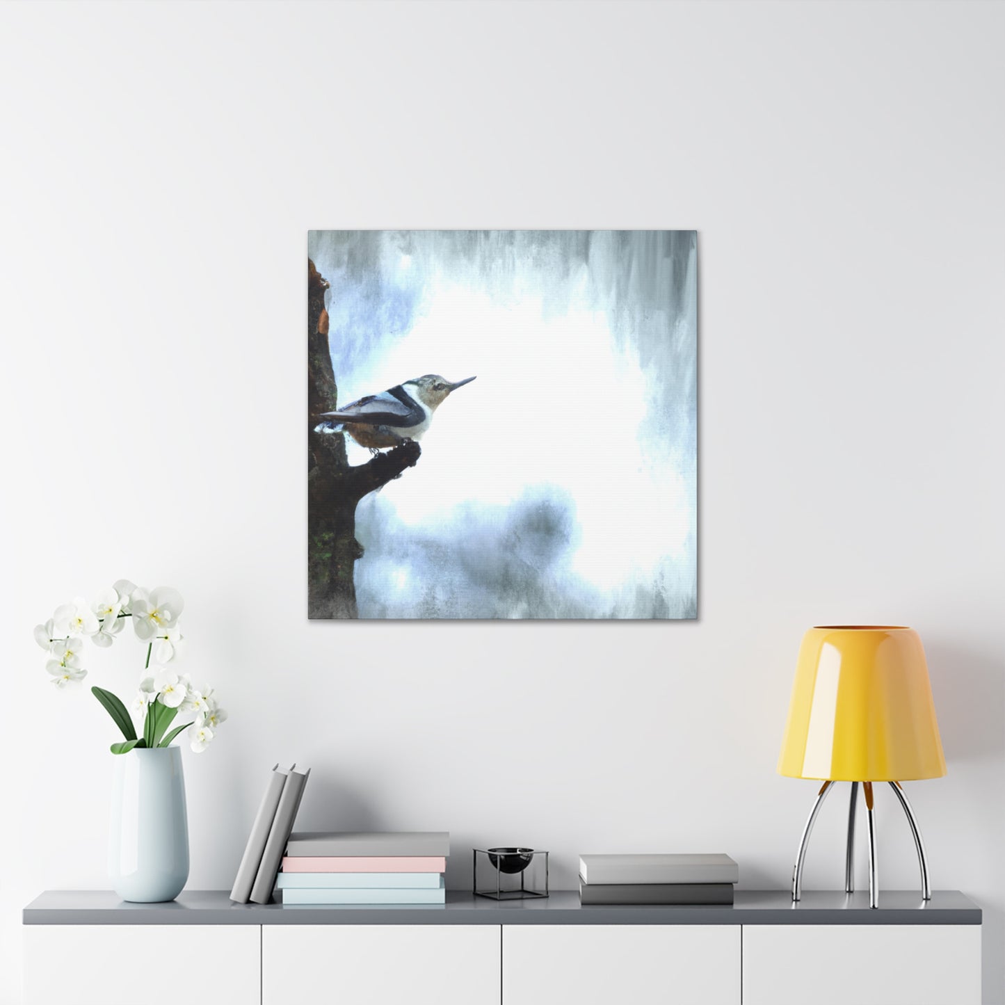 "White-Breasted Nuthatch Bliss" - Canvas