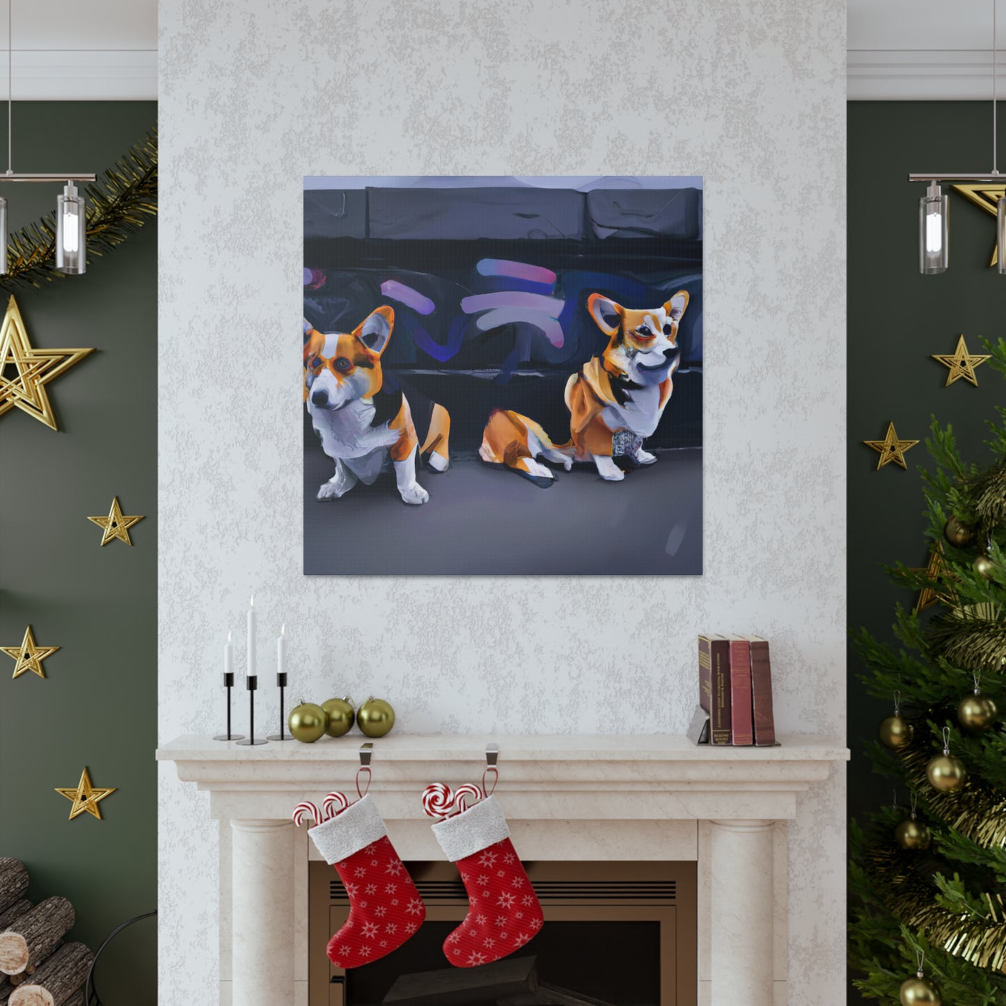 Corgis in Motion. - Canvas