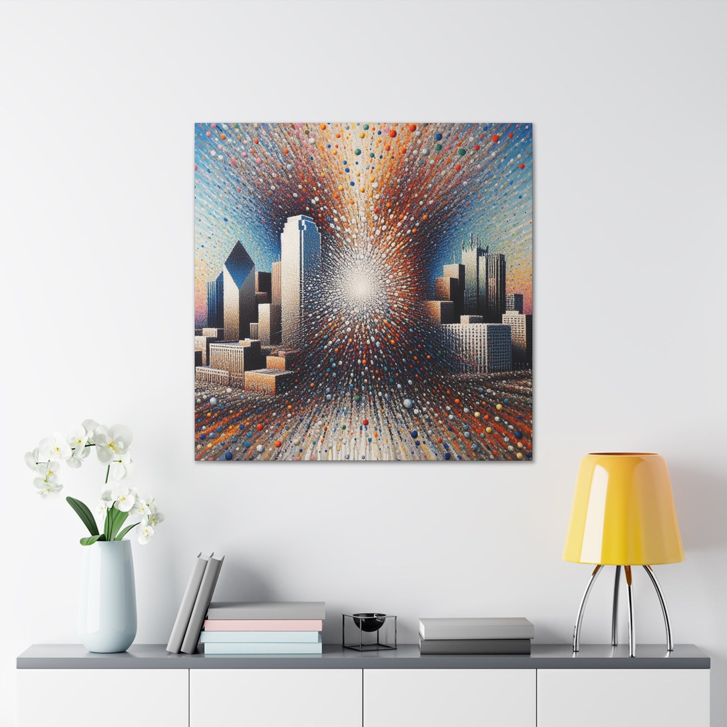 "Dazzling Dallas Dotscape" - Canvas