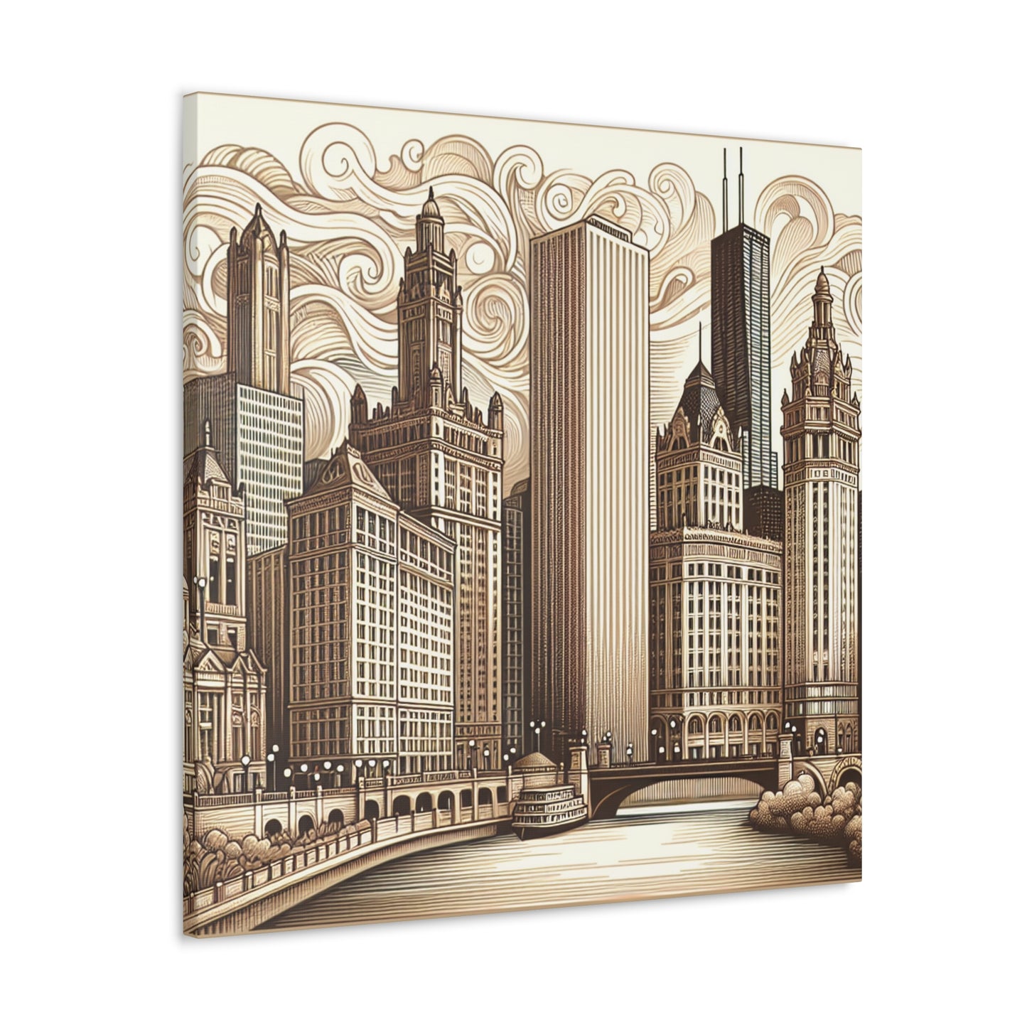 "Cityscape Symphony: Renaissance Chicago" - Canvas