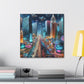 Neon Mirage Nightscape - Canvas