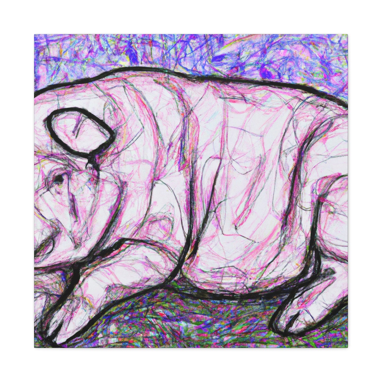 Pig in the Meadow - Canvas