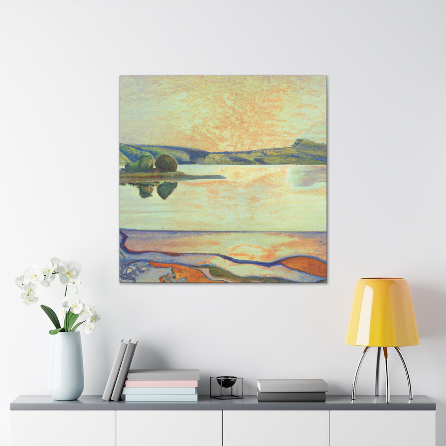 "Lake Reflection Sunset" - Canvas