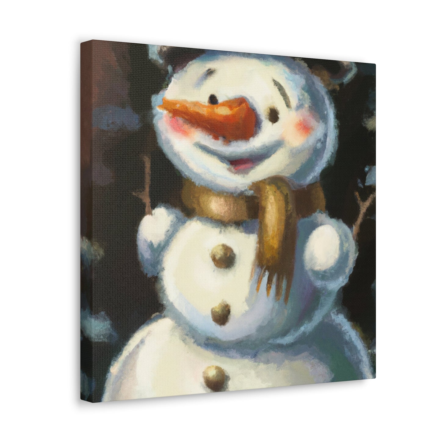 "A Winter Snowman Smile" - Canvas