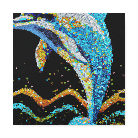 Dolphins in Pointillism - Canvas