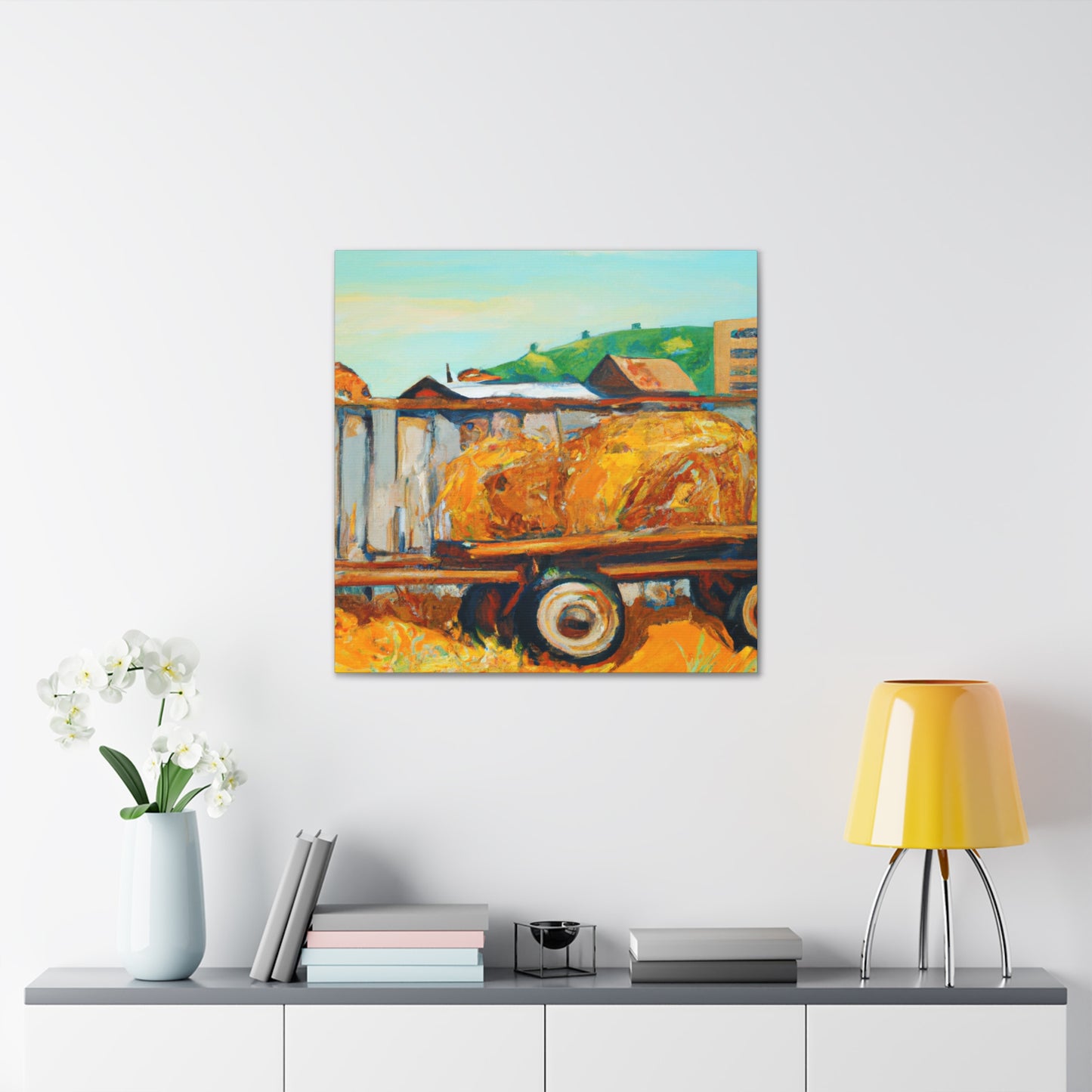 "Hay Wagon Harvest Home" - Canvas