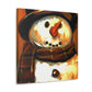 "Snowman In Winter Scene" - Canvas