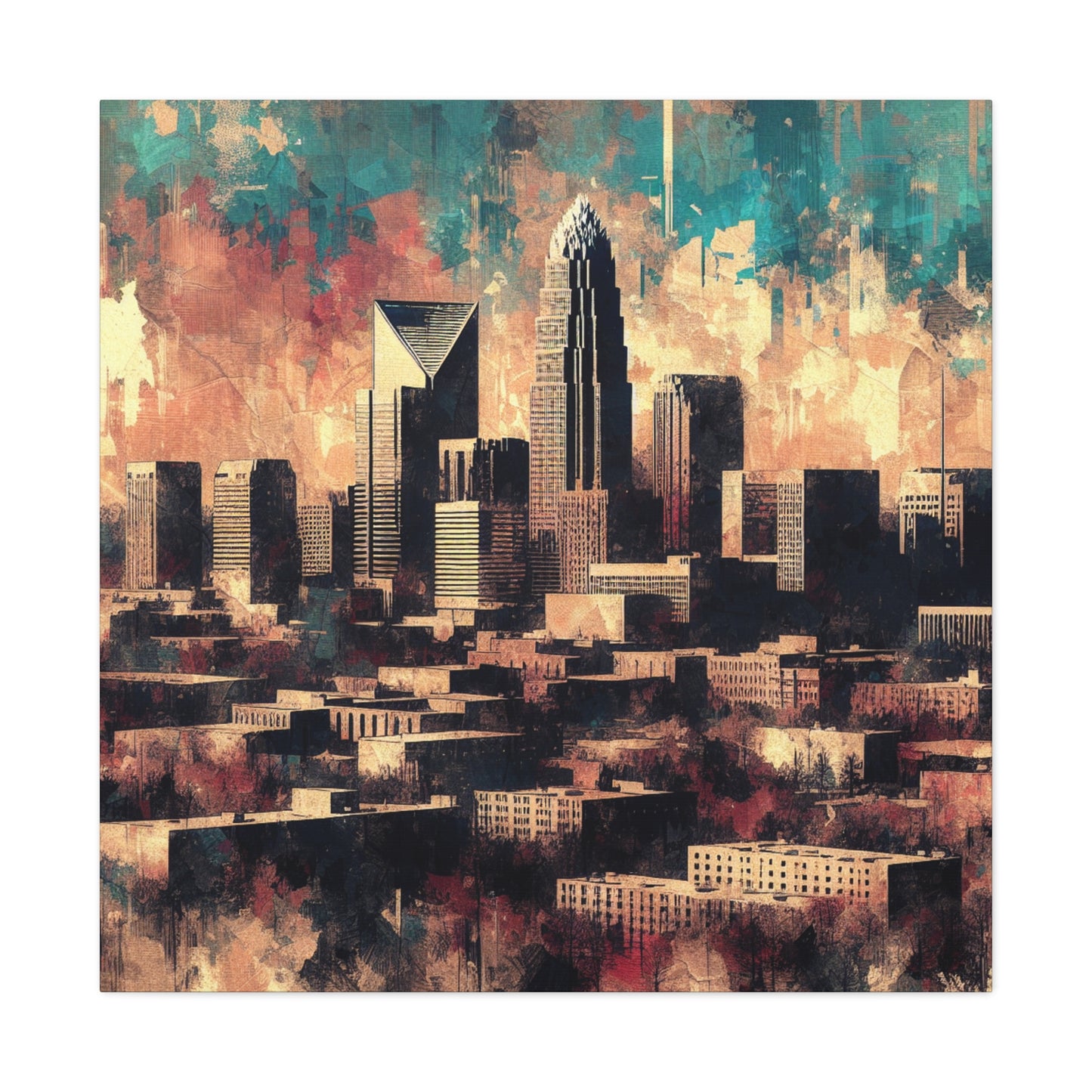 Carolinas tumultuous cityscape blending. - Canvas