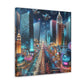 Neon Mirage Nightscape - Canvas