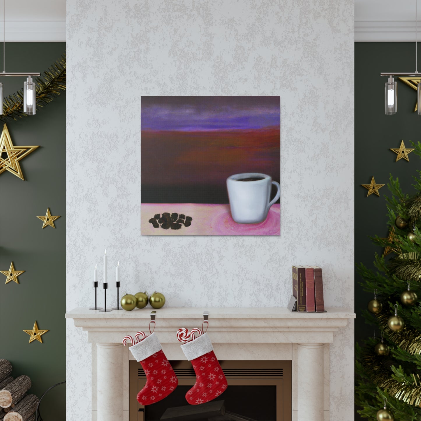 Coffee in Moonlight Scene - Canvas