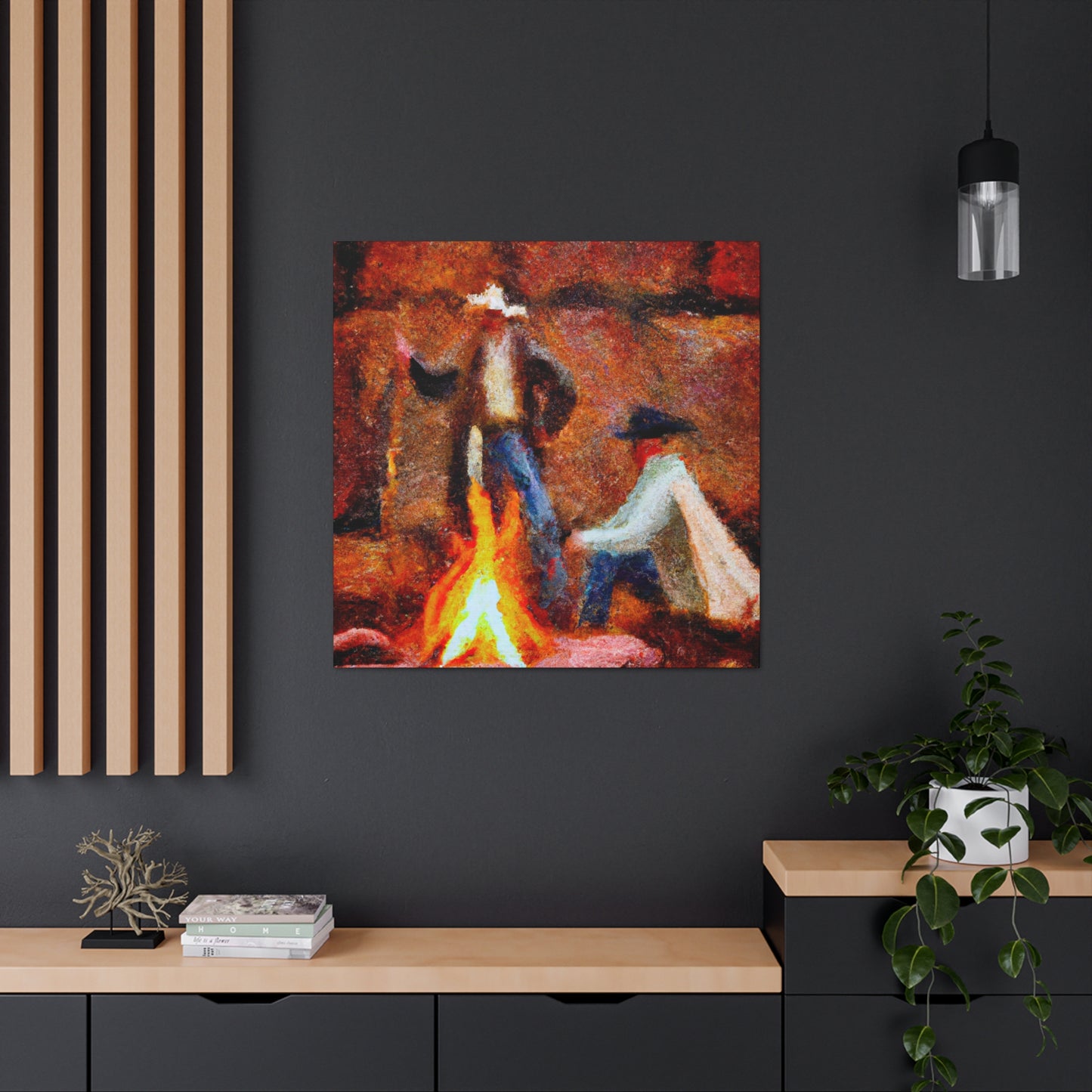 "Campfire Night Impressionism" - Canvas