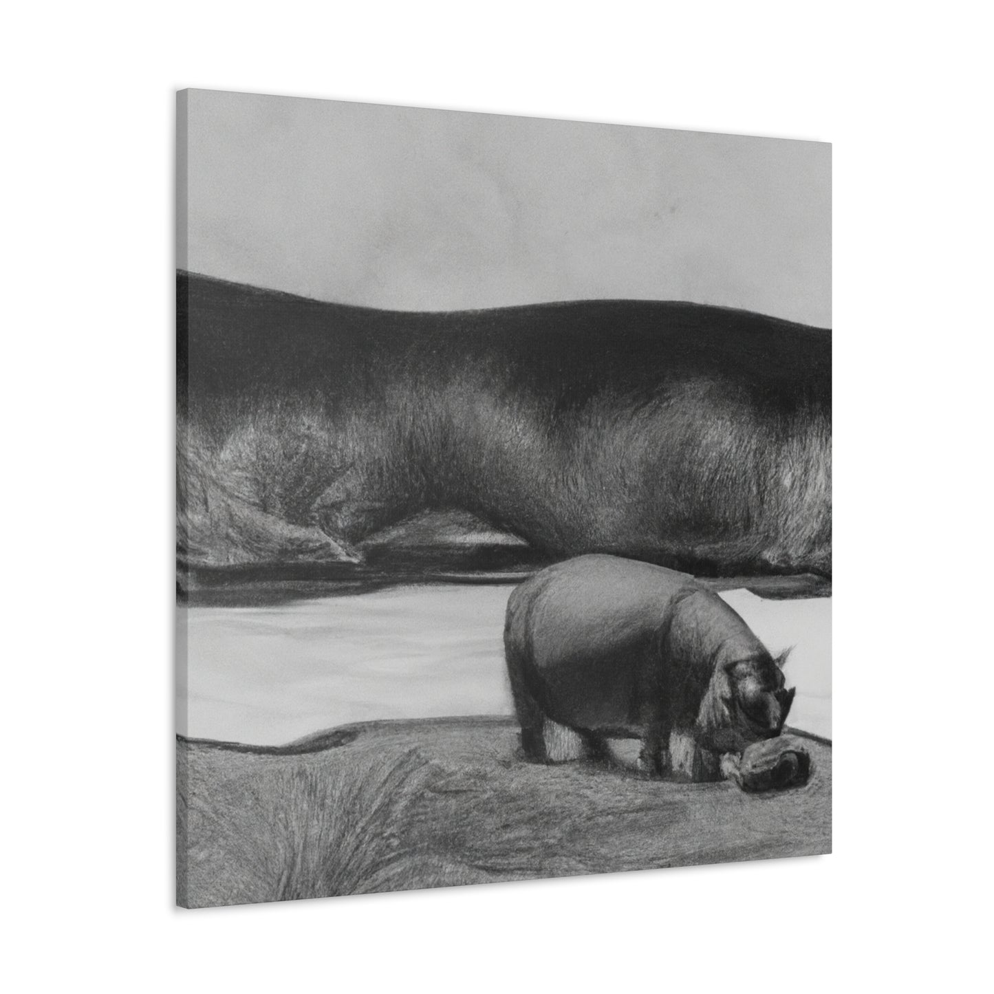 Hippo in the River - Canvas