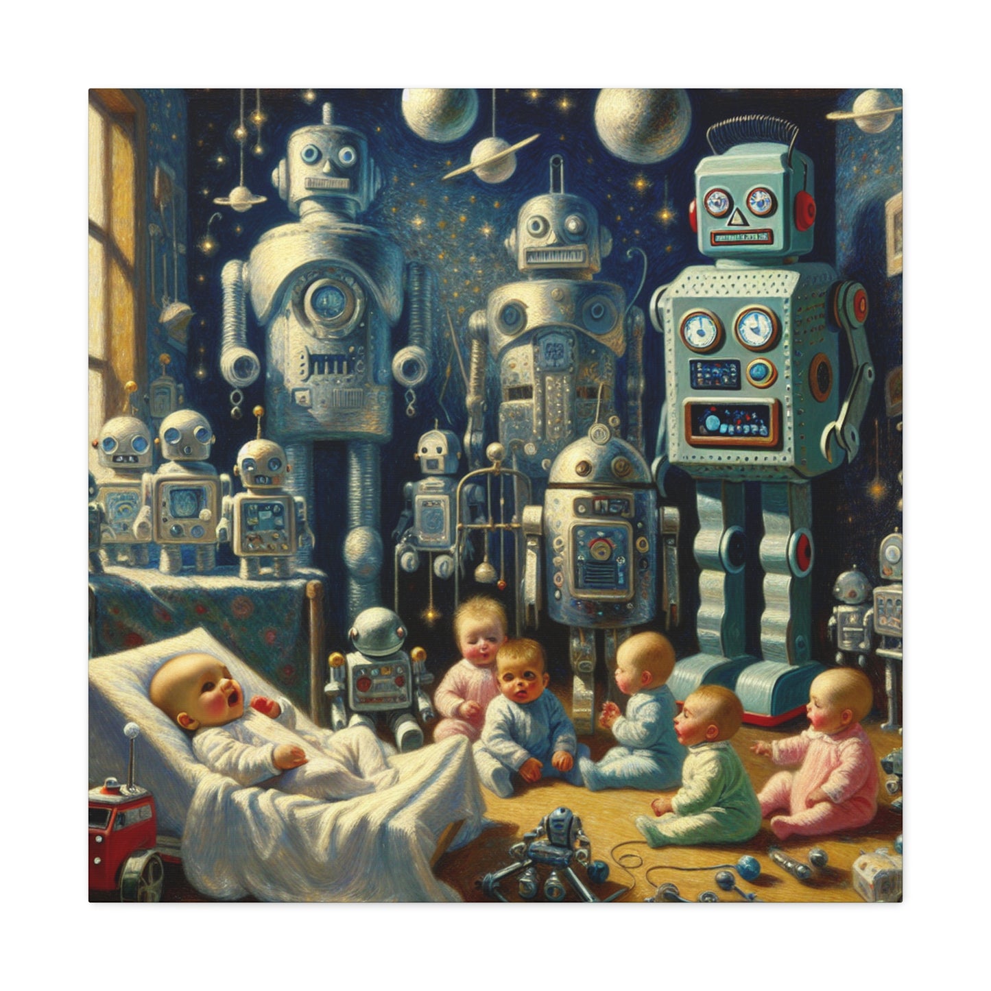 Whimsical Robotic Cosmos - Canvas