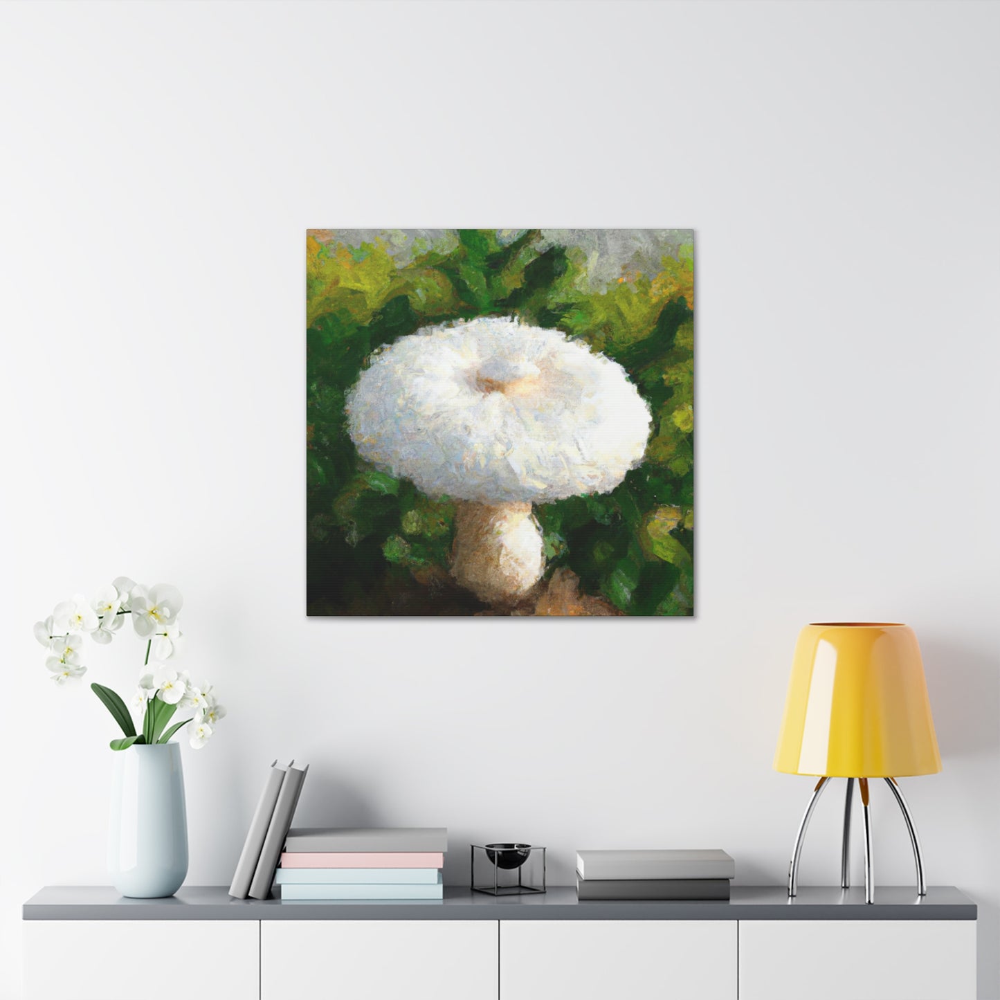 White Mushroom Brilliance - Canvas