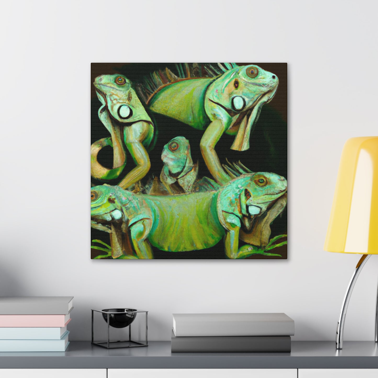 "Green Iguana Dreamscape" - Canvas