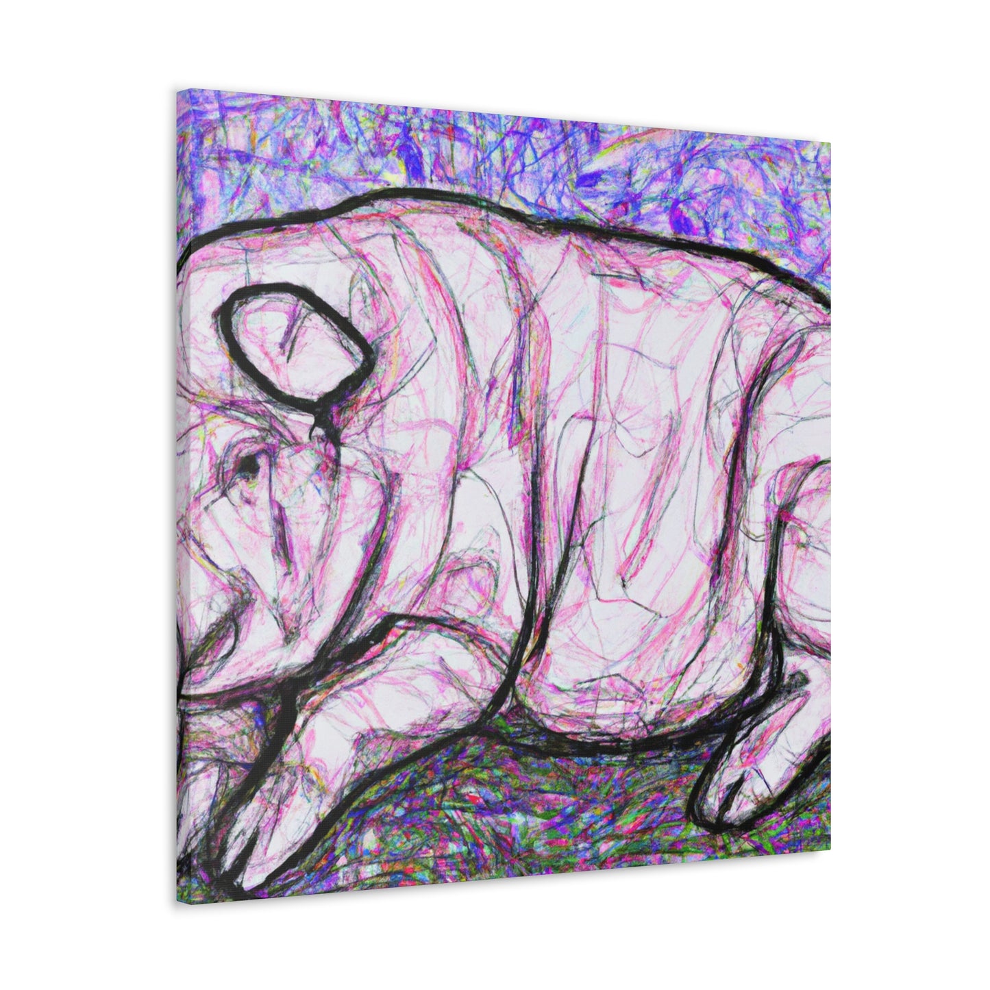 Pig in the Meadow - Canvas