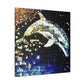 Dolphins in Pointillism - Canvas