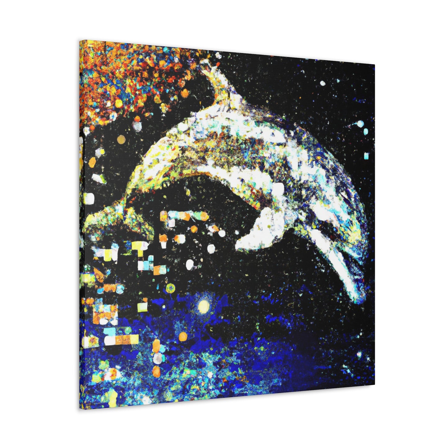 Dolphins in Pointillism - Canvas