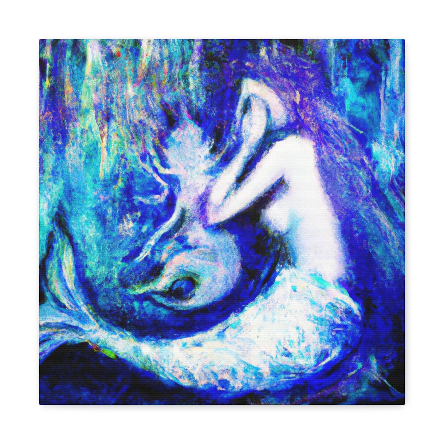 Mermaid's Midnight Gaze - Canvas