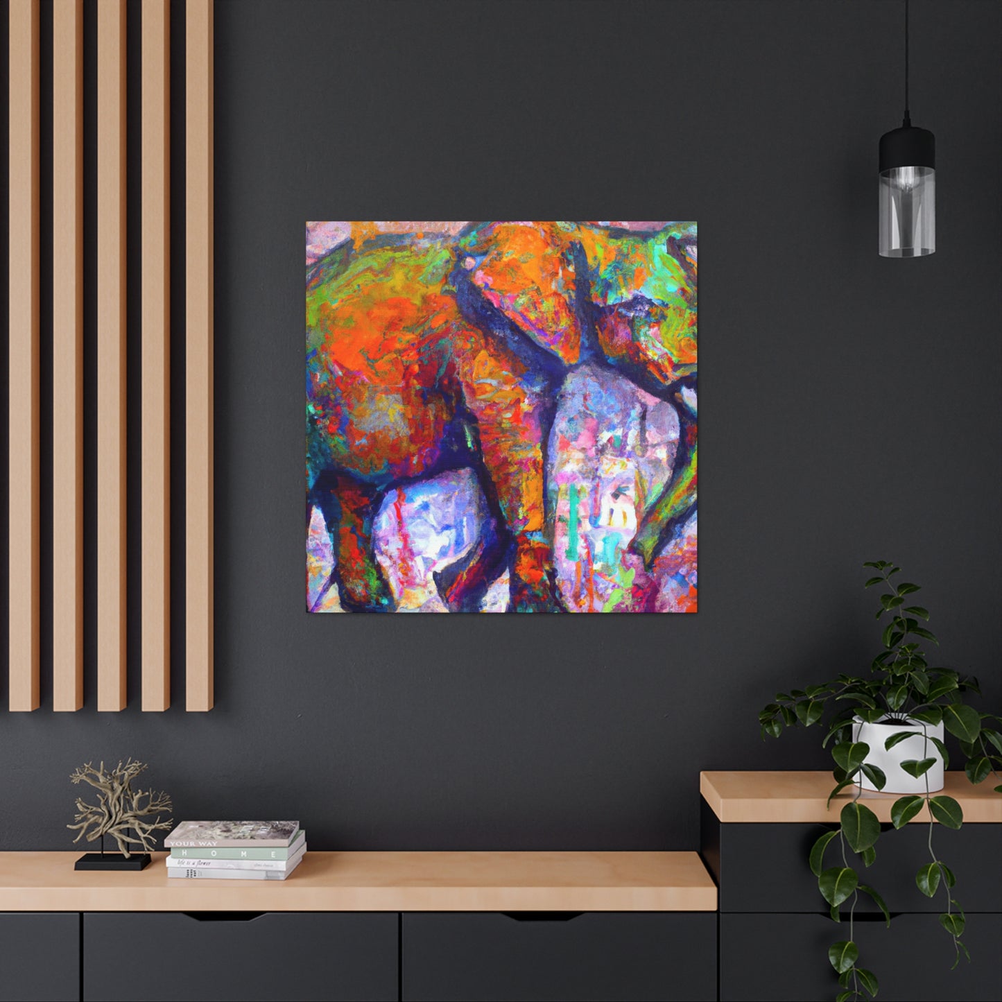 Elephant Embrace Abstraction - Canvas