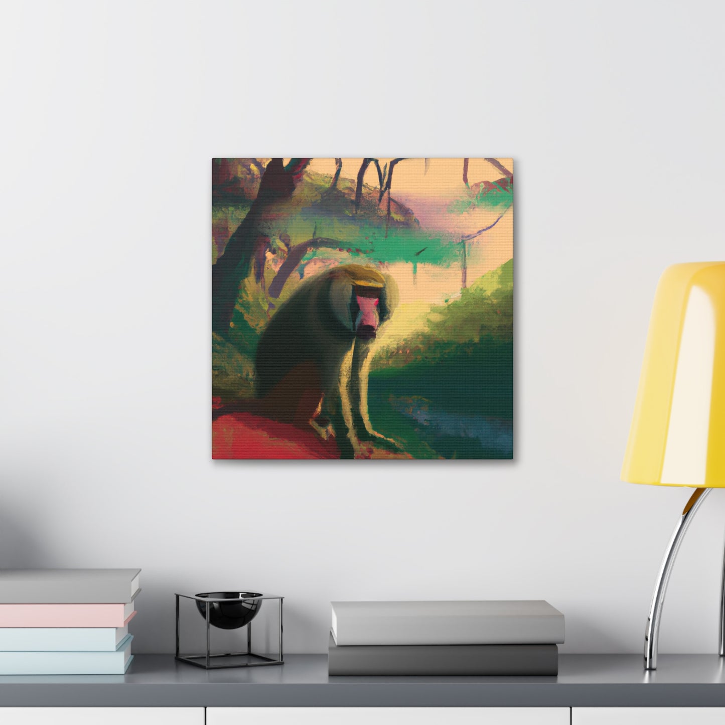 Baboon in Neon Hues - Canvas