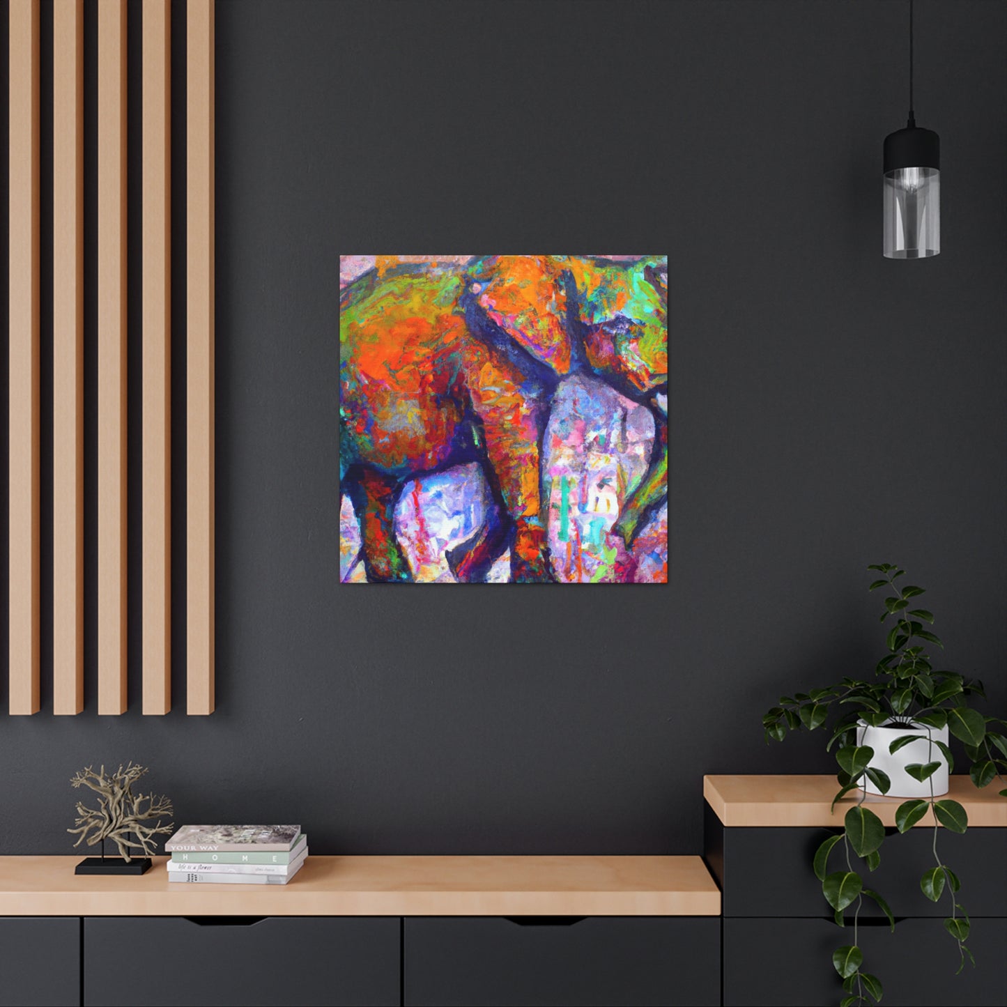 Elephant Embrace Abstraction - Canvas