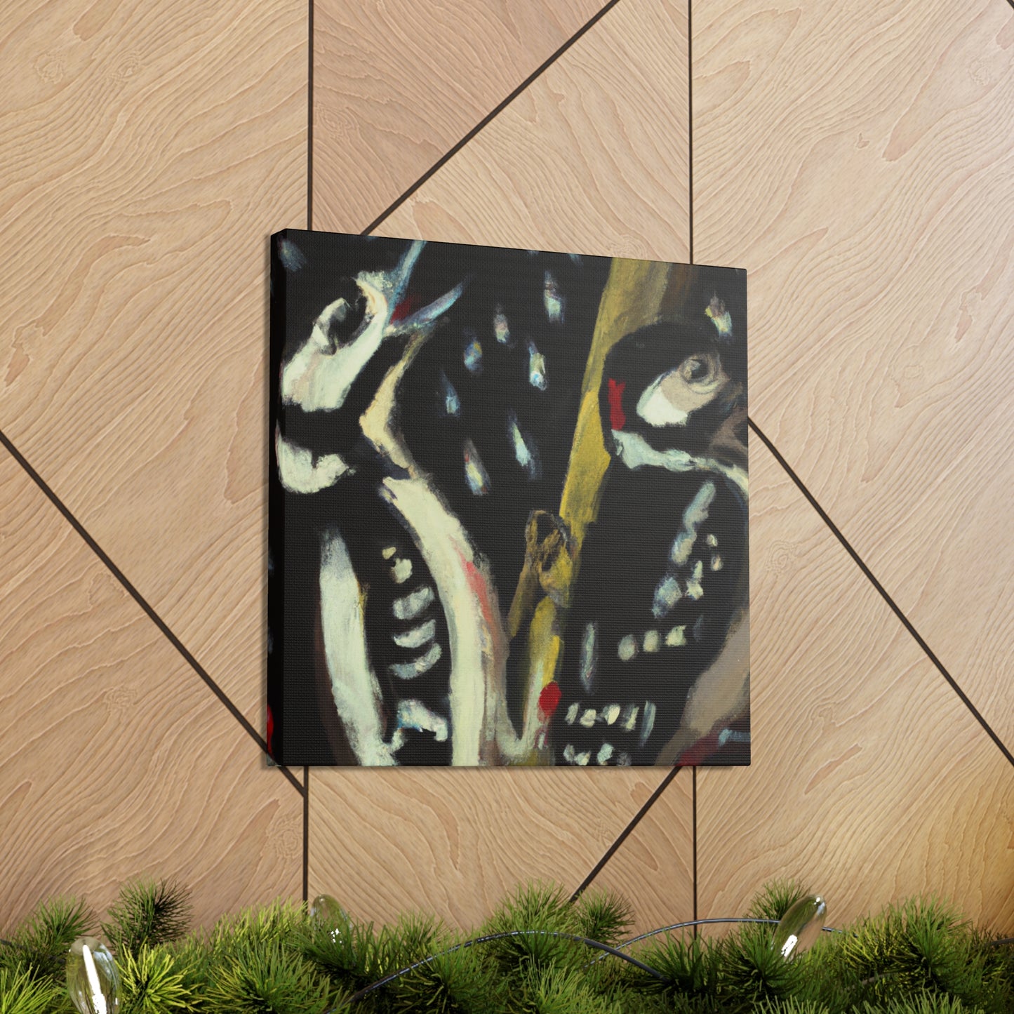 Downy Woodpecker Vivid. - Canvas