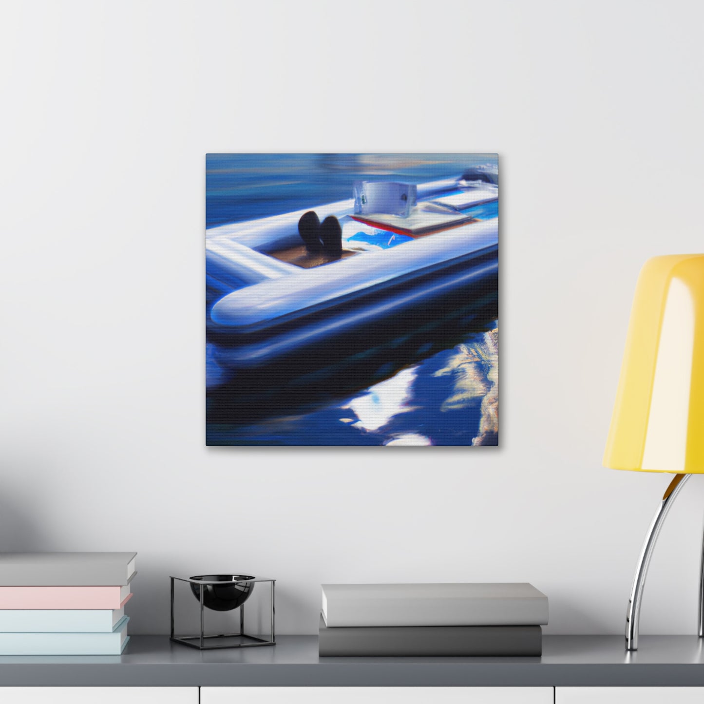 Pontoon Boat Sunrise. - Canvas