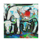 Cow's Abstract Tapestry - Canvas