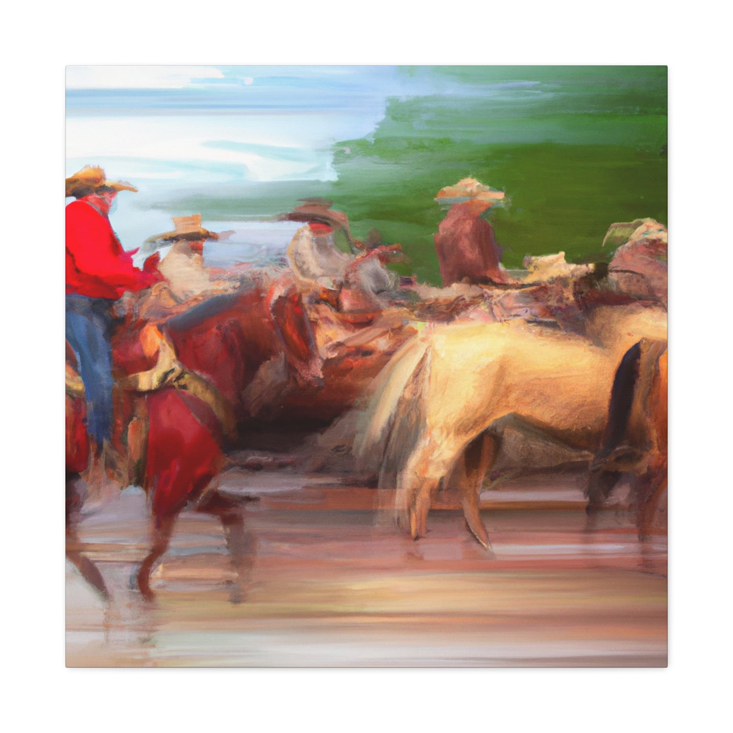 Herding the Cattle Drive - Canvas