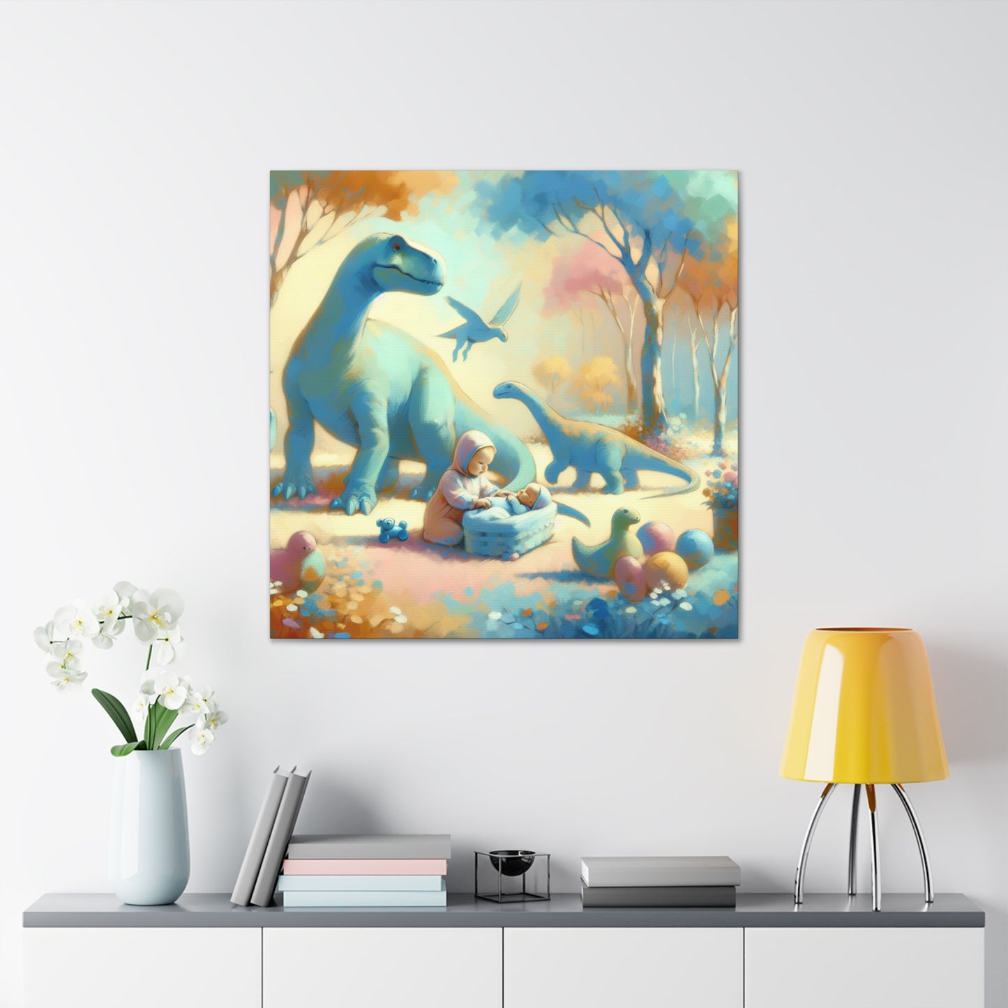 "Pastel Prehistoric Harmony" - Canvas