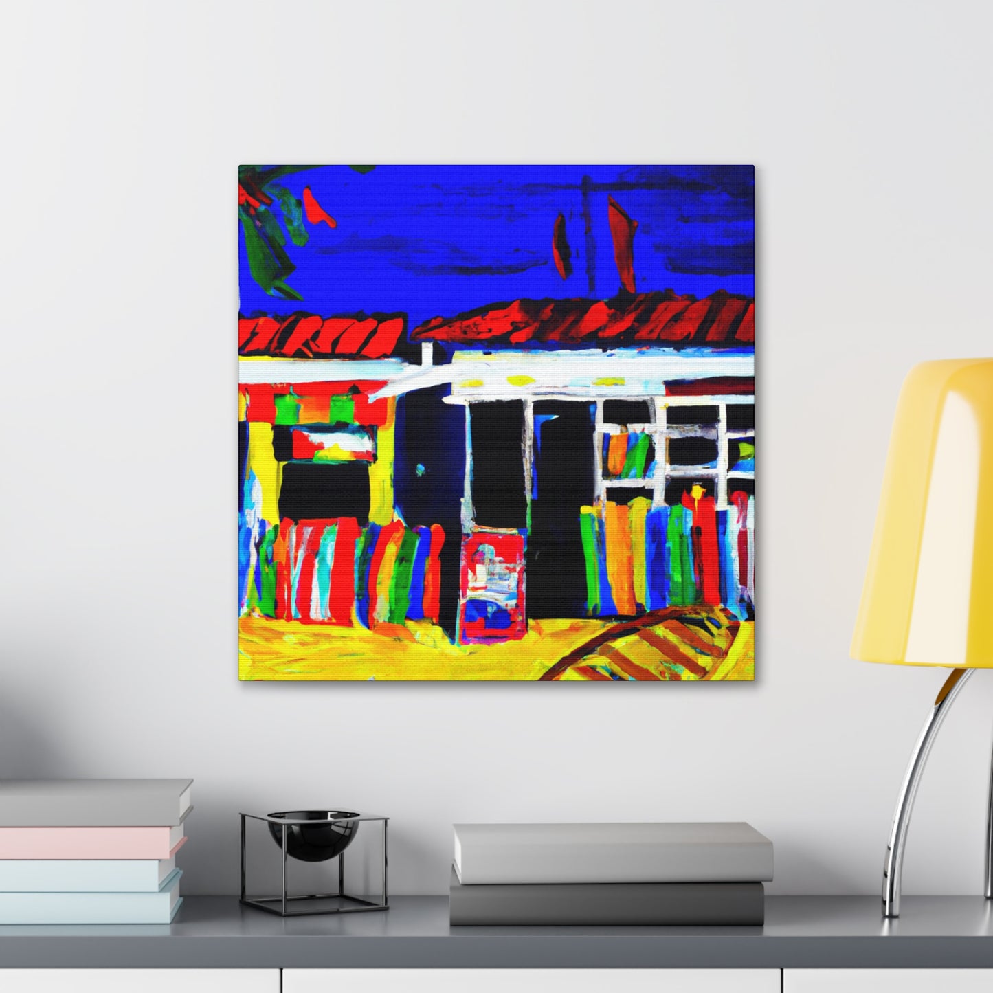 "Beach Shops Expressionism" - Canvas