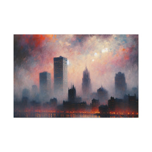 "Whispering Rivers, Vibrant City" - Canvas