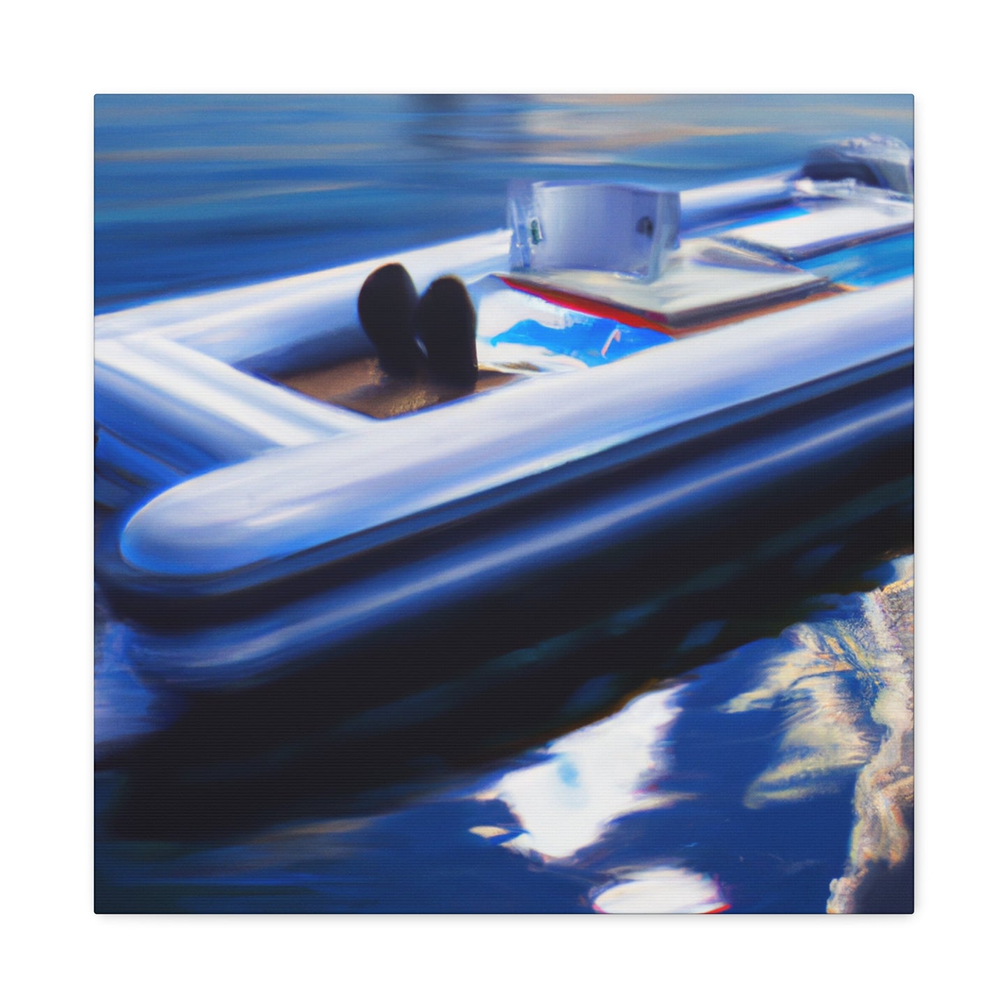 Pontoon Boat Sunrise. - Canvas