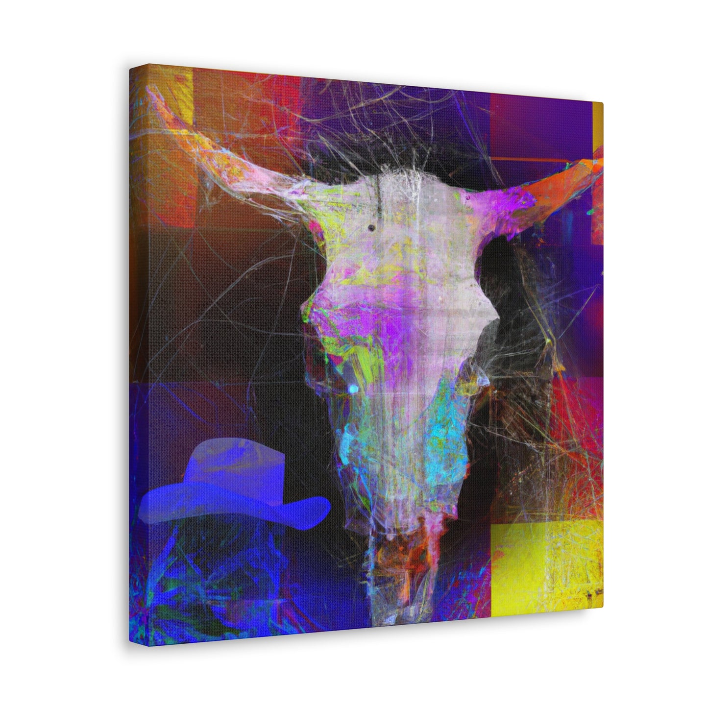 "Cow Skull in Hues" - Canvas