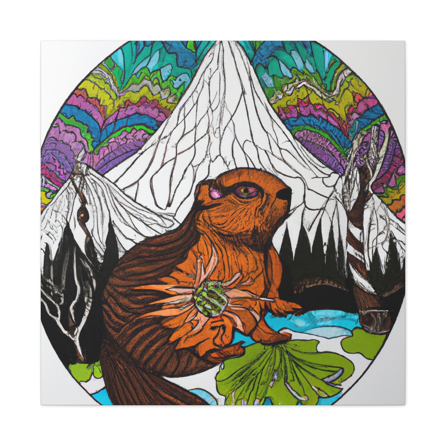 "Beaver in Moonlight Glow" - Canvas