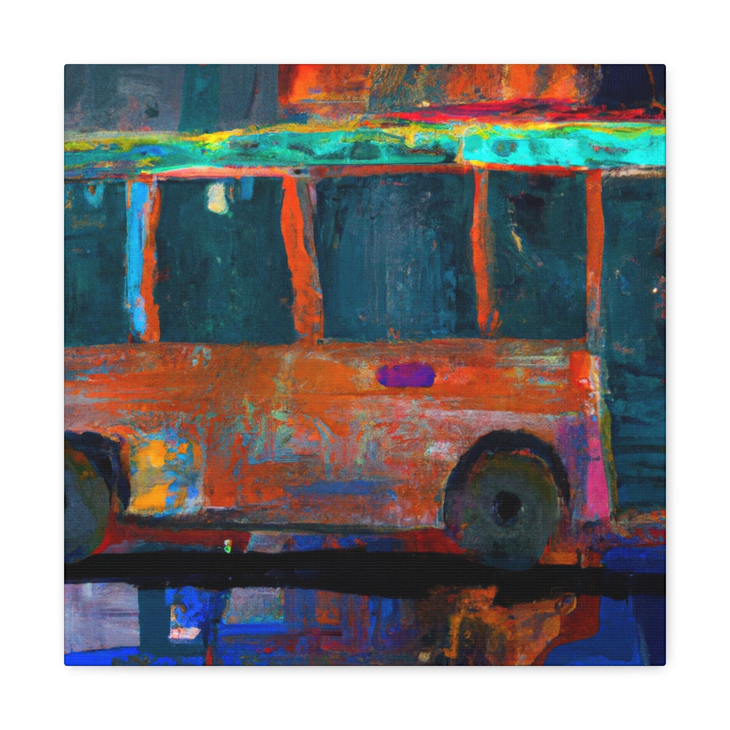 Bus in Blurple Colors - Canvas