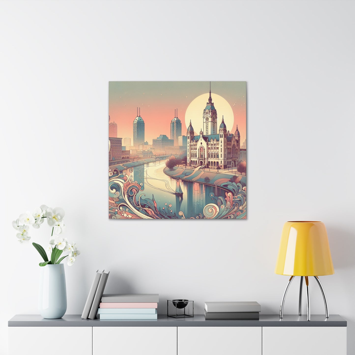 "Cityscape Serenade: Indianapolis" - Canvas