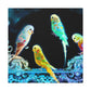 Budgerigars in Bloom - Canvas