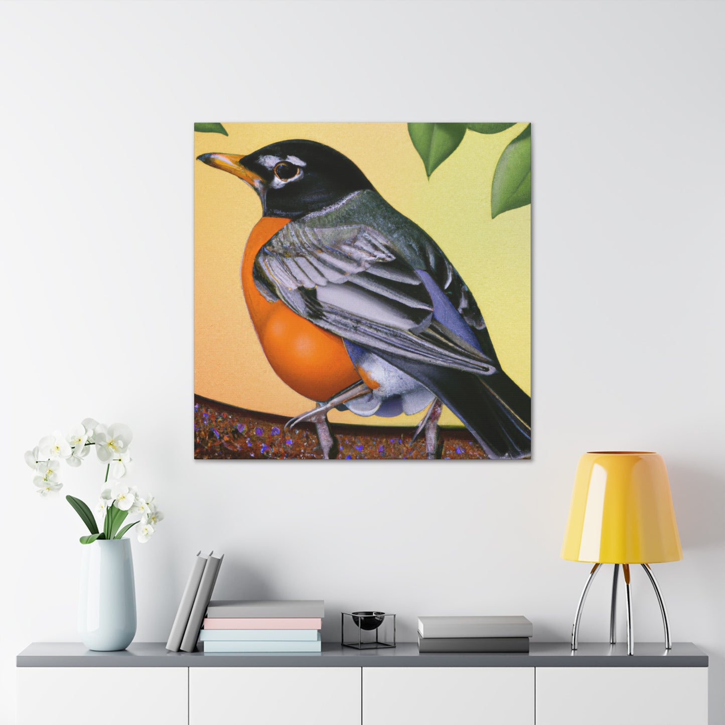 "Glamorous American Robins" - Canvas