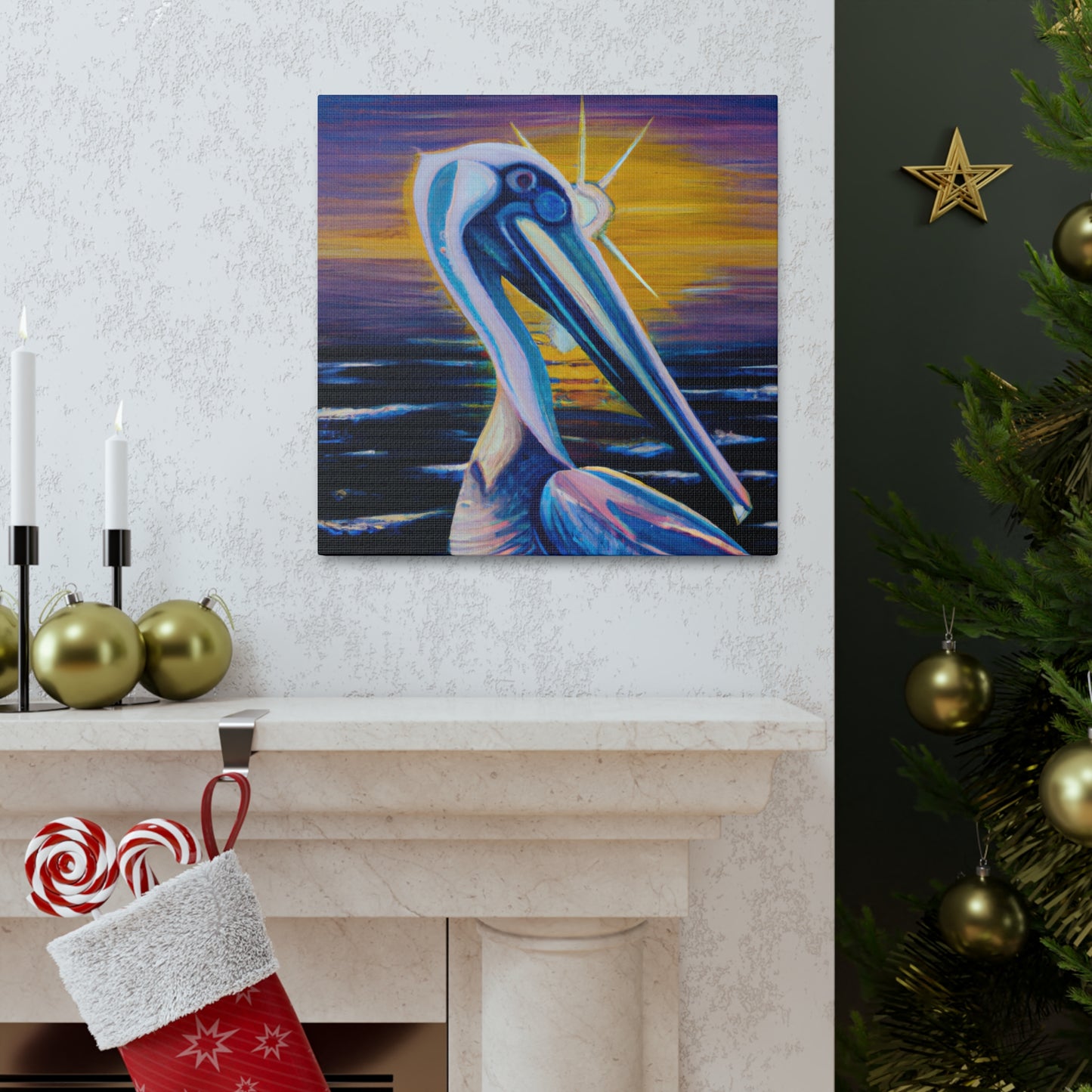 "Pelican in Flight Deko" - Canvas