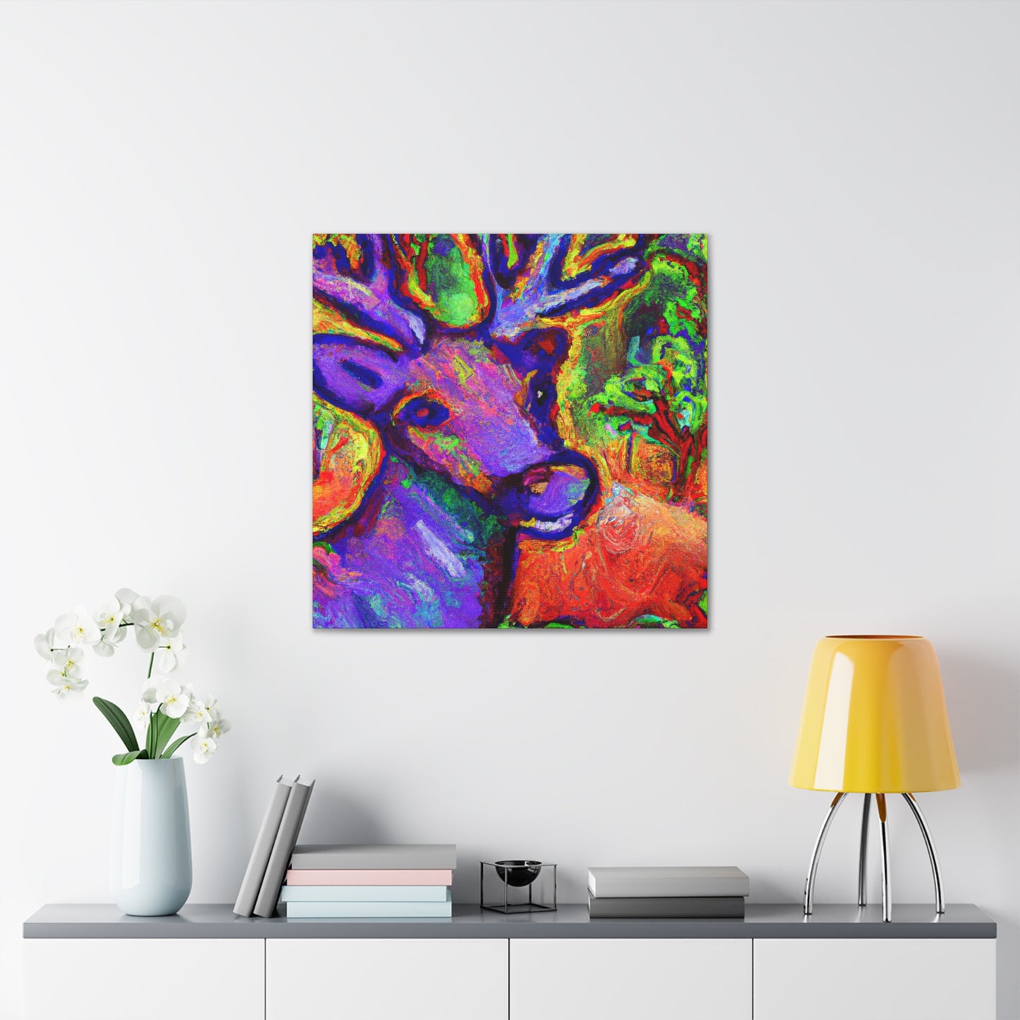 "Reindeer in Fauvist Fire" - Canvas