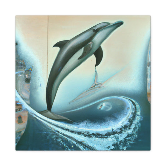 Dolphins in Moonlight Scene - Canvas