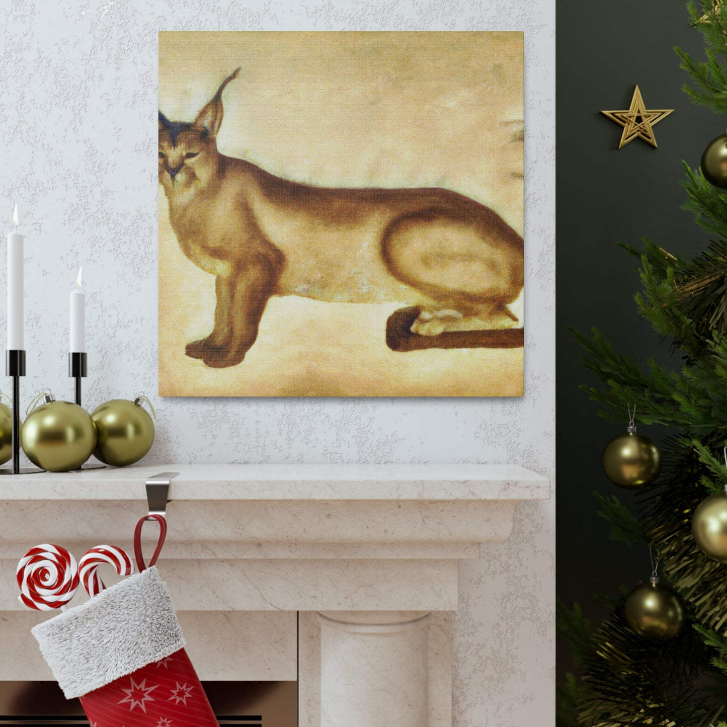 "Caracal in Art Deco" - Canvas