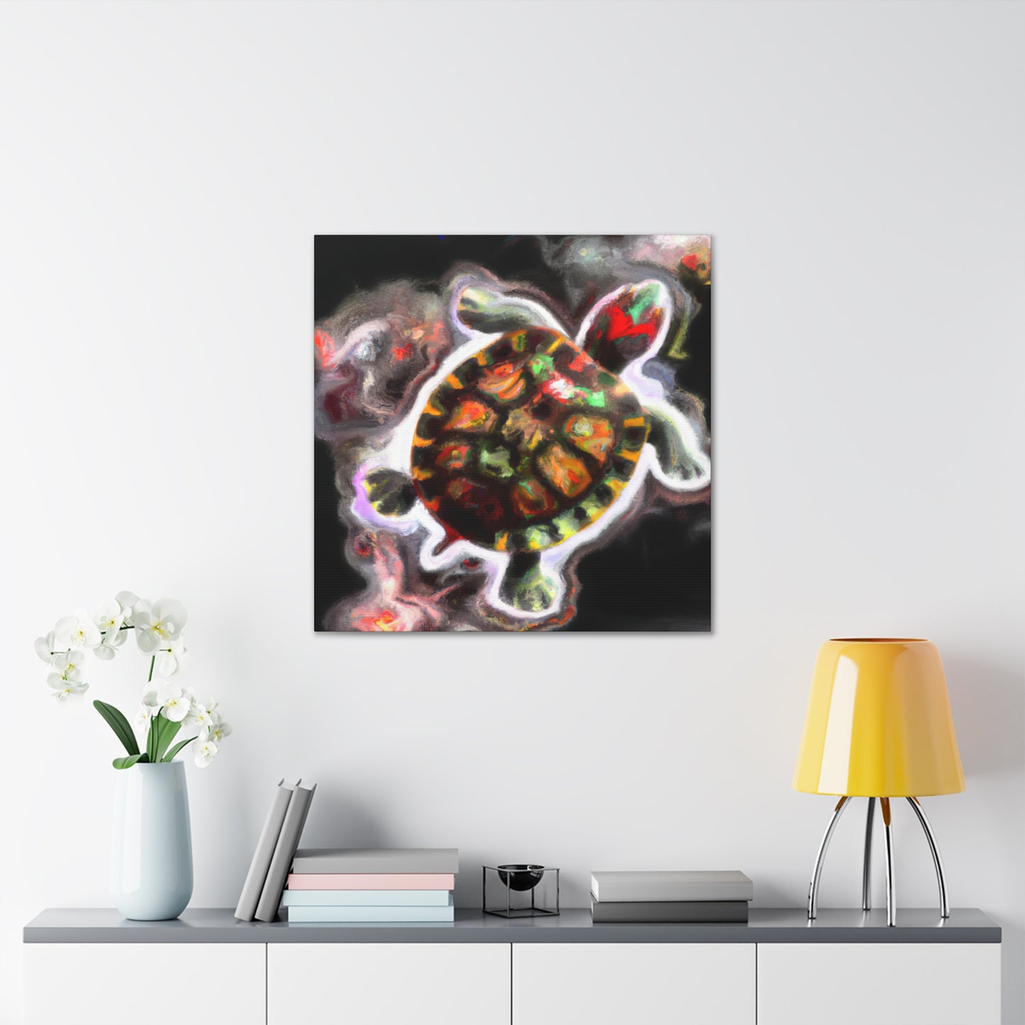 "Turtle of Scarlet Hues" - Canvas