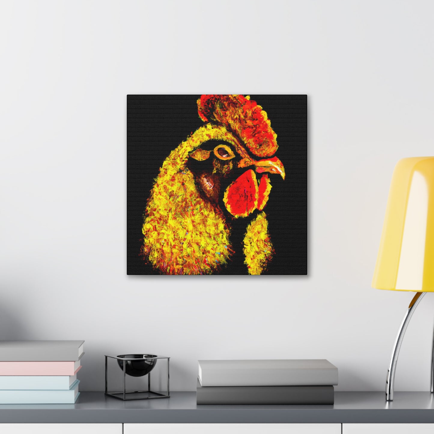 "Chicken and Abstracted Lines" - Canvas