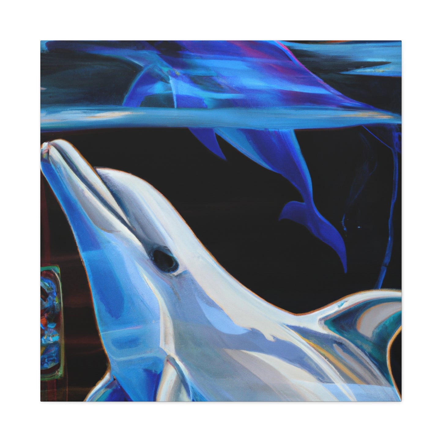 "Dolphin's Midnight Swim" - Canvas