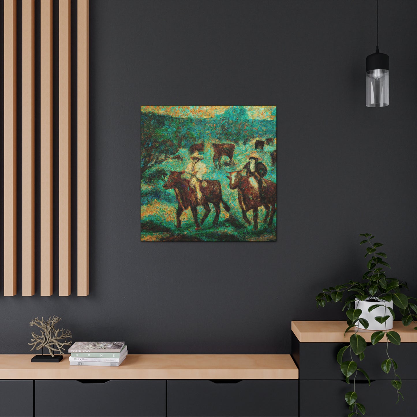 "Herd of Cattle Drive" - Canvas